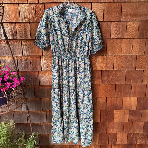 NWT Max Studio London Floral Print Short Sleeve Tiered Maxi Dress in Women's XL - Picture 9 of 16